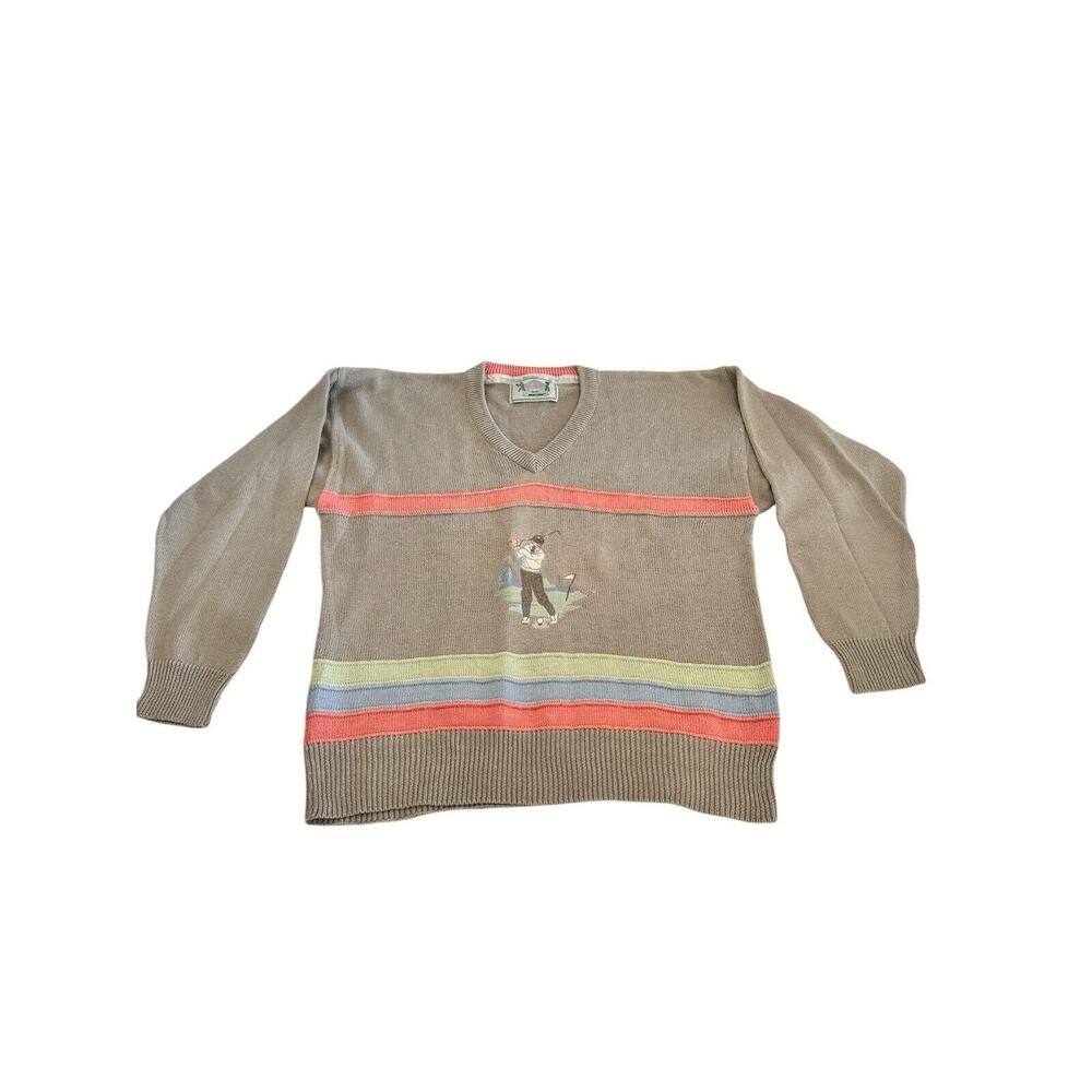 Vintage Mighty‎ Mac Golf Sweater | Pre-Owned Men's V-Neck Pullover | L | Retro